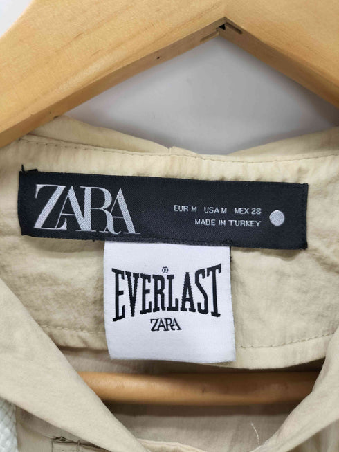 ザラ ZARA EVERLAST 裾ドローコード コットン ナイロン クロップド マウンテン パーカー レディース import:M